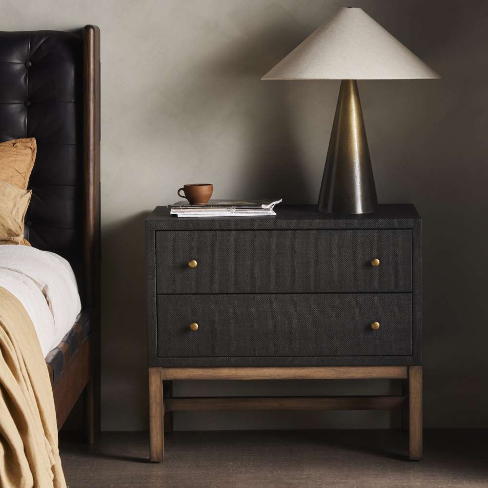 Four Hands - Callahan - Fiona Nightstand-Black Raffia - 233437-001 veiw 2