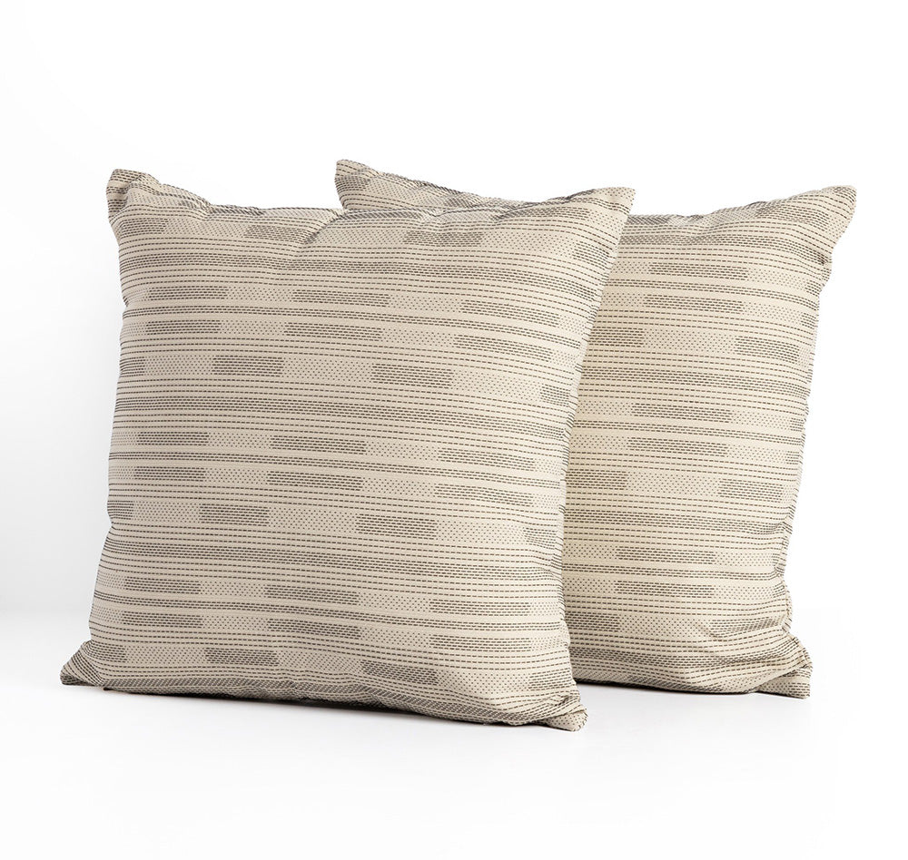 Four Hands - Cambridge - Doja Crosshatch Outdoor Pillow-Cover - Campo Black Stripe - 229523-001_CLOSEOUT view 3