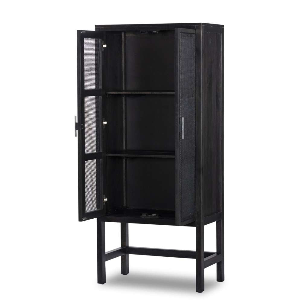 Four Hands - Caprice Narrow Cabinet - Black Natural Cane - 225960-003 veiw 4