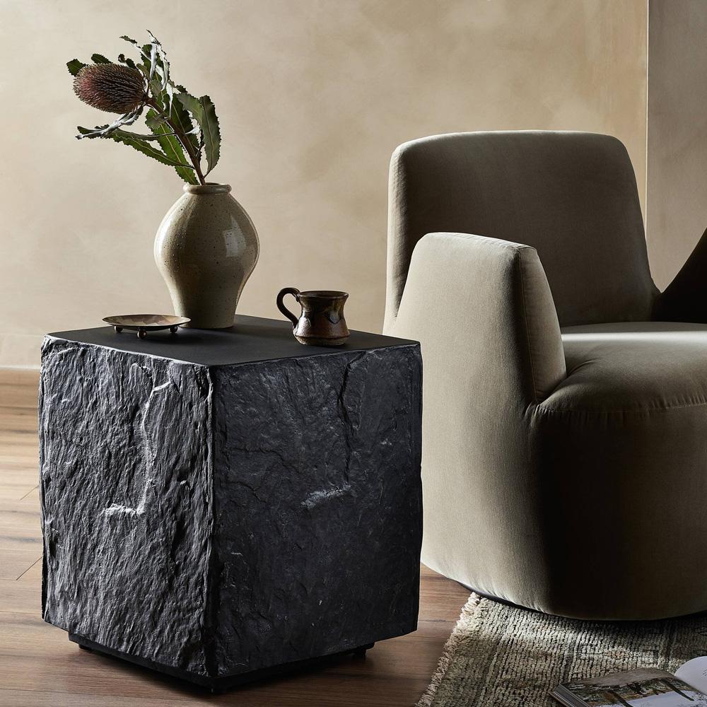 Four Hands - Chandler - Lucius End Table - Smooth Black Concrete - 240098-001 veiw 11