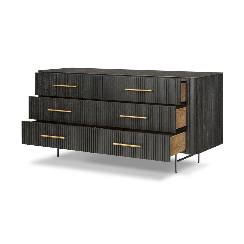 Four Hands - Collins - Fletcher 6 Drawer Dresser - Distressed Black - 108725-003 veiw 3