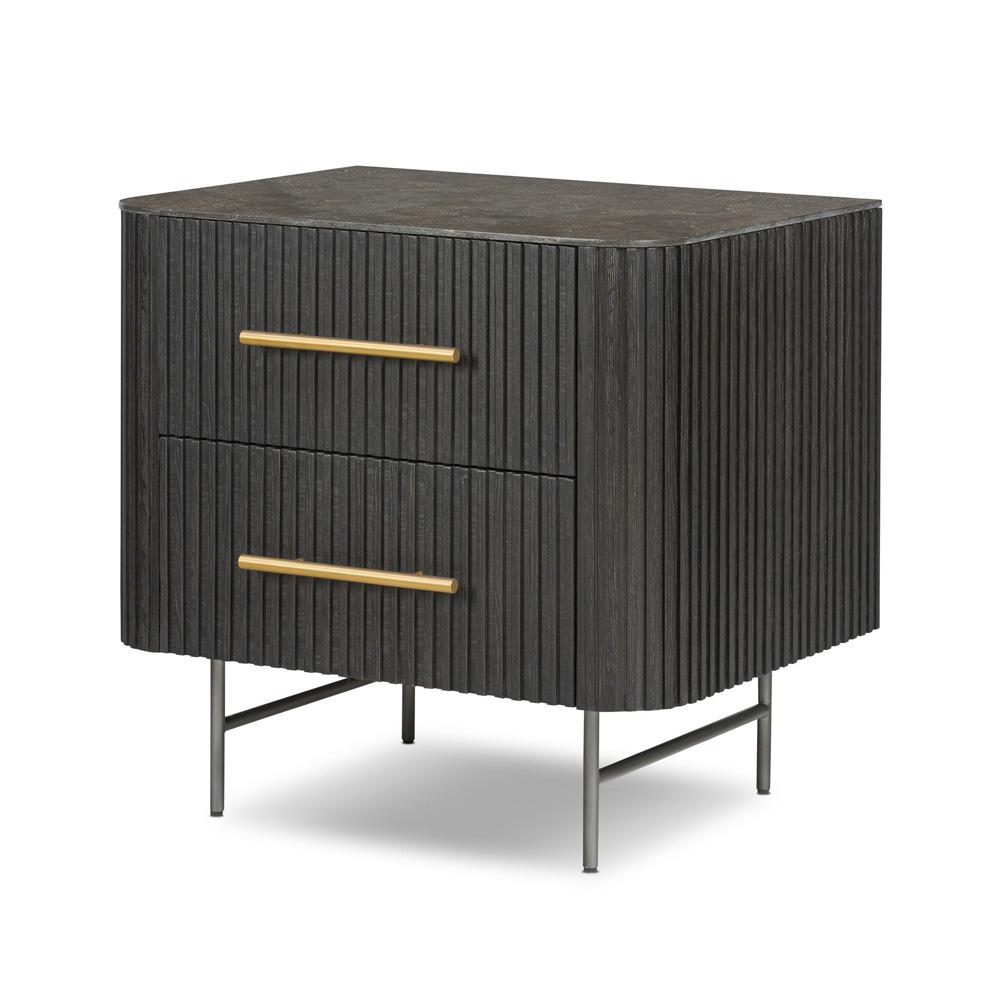 Four Hands - Collins - Fletcher Nightstand - Bluestone - Distressed Black - 108722-003 veiw 1