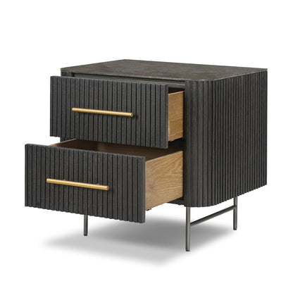 Four Hands - Collins - Fletcher Nightstand - Bluestone - Distressed Black - 108722-003 veiw 3