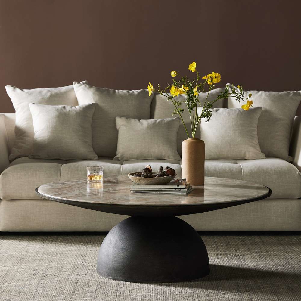 Four Hands - Corbett Large Coffee Table - Creamy Taupe Marble - 236723-001 veiw 3