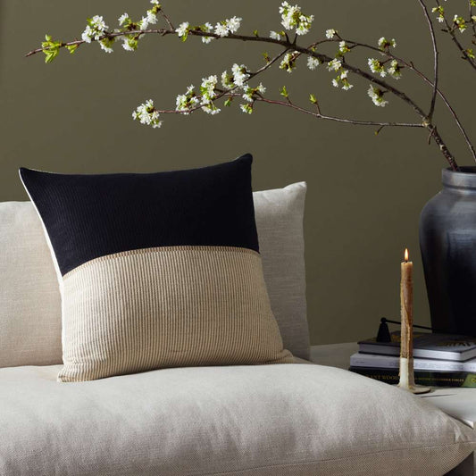 Four Hands - Costa - Handwoven Merido Pillow-Black-22inx22in - 235730-006 veiw 2