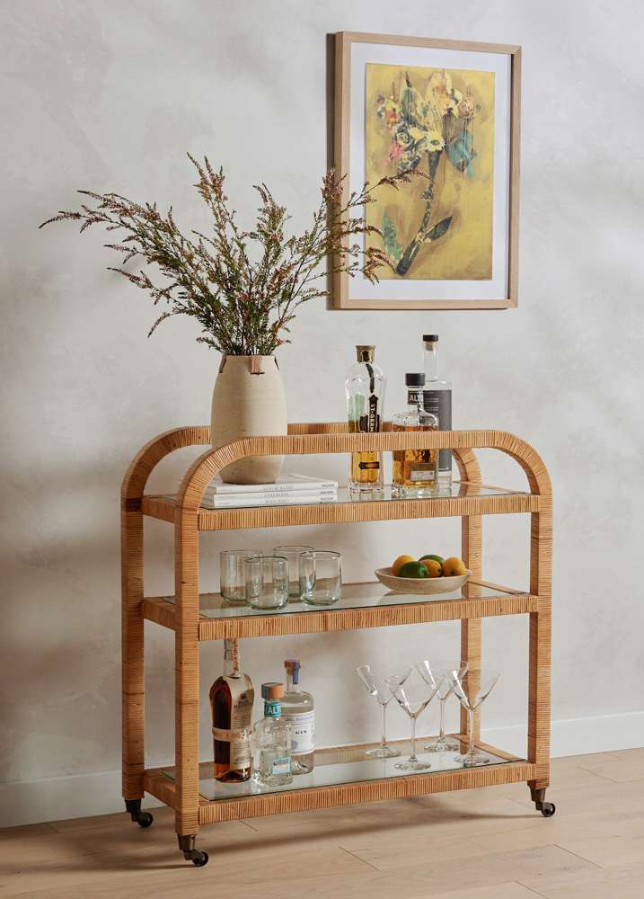 Four Hands - Dory Bar Cart - Wrapped Honey Rattan - 224319-001 veiw 3