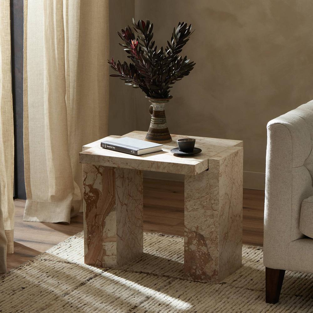 Four Hands - Element - Romano End Table - Desert Taupe Marble - 237779-001 veiw 9