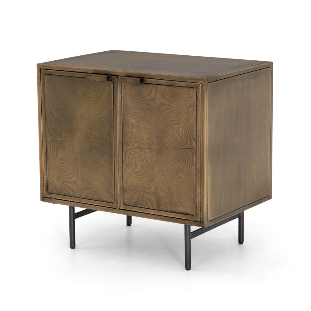 Four Hands - Sunburst Cabinet Nightstand - Aged Brass - IELE-103 veiw 1