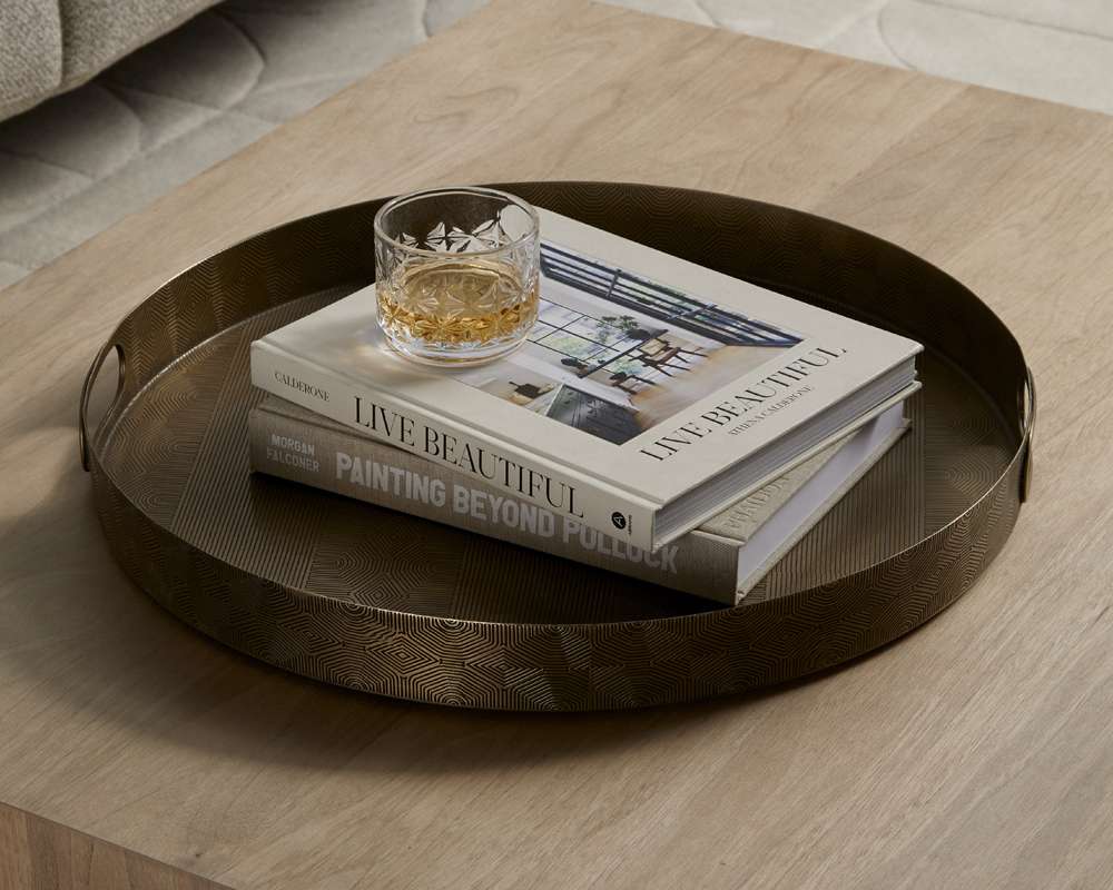 Four Hands - Etched Tray - Etched Brass - 224725-001 veiw 4