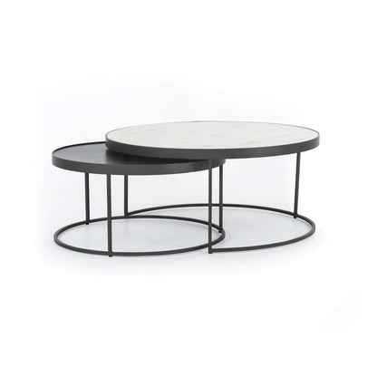 Four Hands - Evelyn Round Nesting Coffee Table - Polished White Marble - IRCK-367 veiw 1