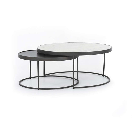 Four Hands - Evelyn Round Nesting Coffee Table - Polished White Marble - IRCK-367 veiw 1