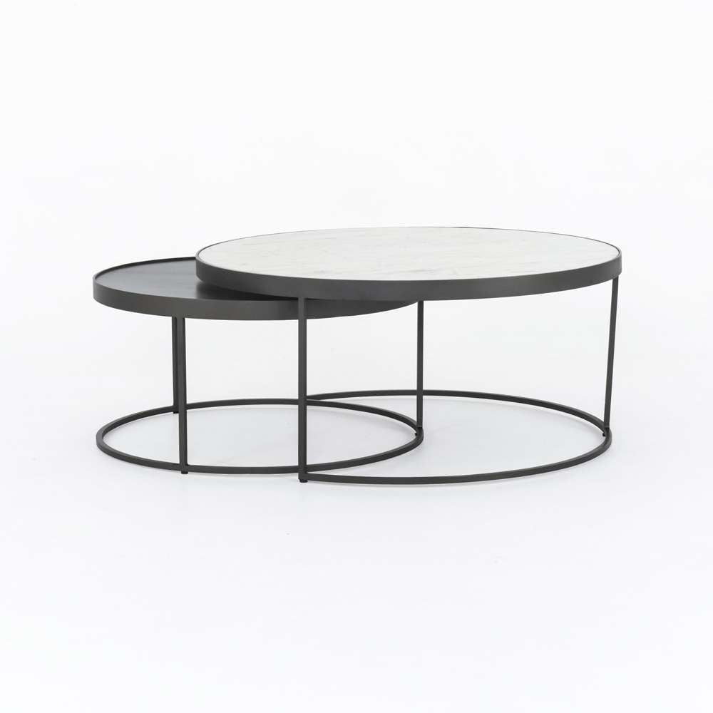 Four Hands - Evelyn Round Nesting Coffee Table - Polished White Marble - IRCK-367 veiw 2