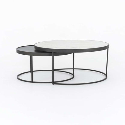Four Hands - Evelyn Round Nesting Coffee Table - Polished White Marble - IRCK-367 veiw 2