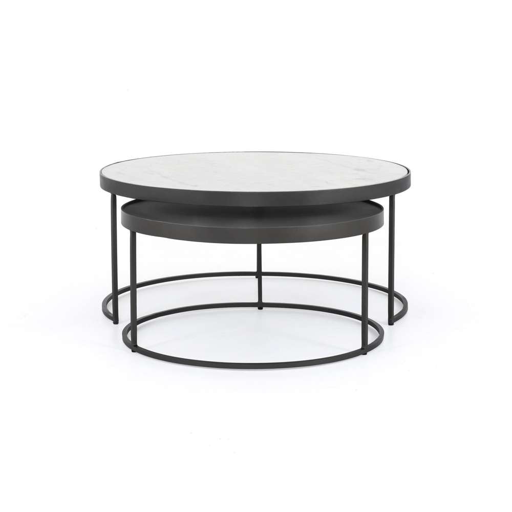 Four Hands - Evelyn Round Nesting Coffee Table - Polished White Marble - IRCK-367 veiw 4