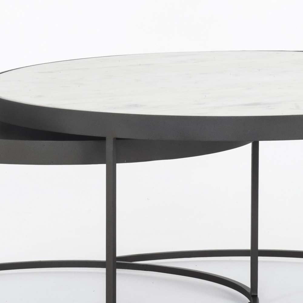 Four Hands - Evelyn Round Nesting Coffee Table - Polished White Marble - IRCK-367 veiw 8