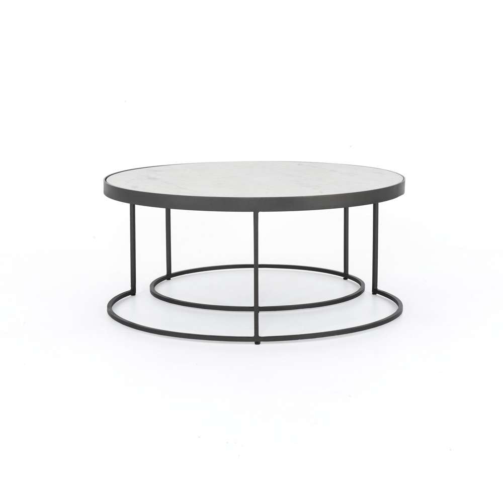 Four Hands - Evelyn Round Nesting Coffee Table - Polished White Marble - IRCK-367 veiw 12