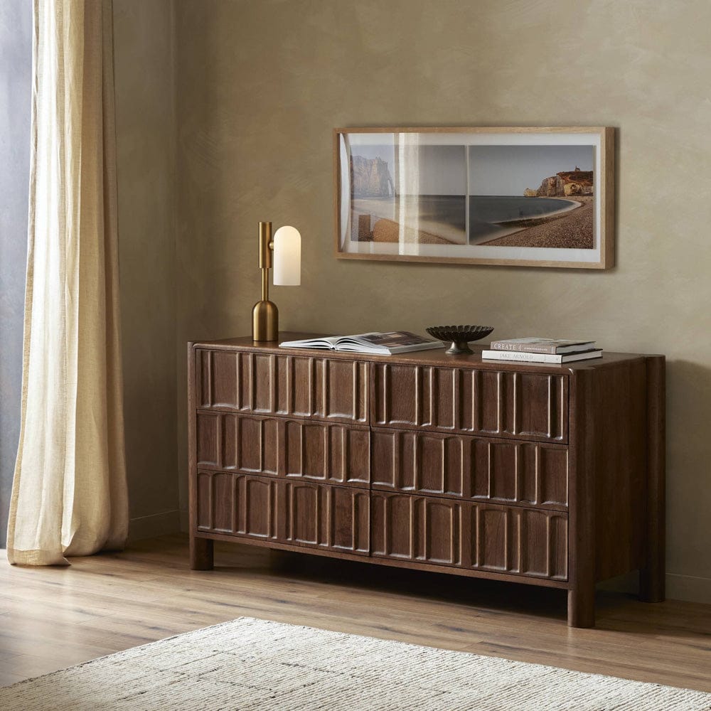 Four Hands - Ezri 6 Drawer Dresser - Carved Cocoa Oak - 241430-001 view 4