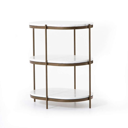 Four Hands - Felix Oval Nightstand - Polished White Marble - IMAR-259 veiw 1