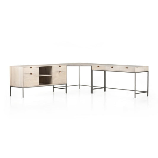 Four Hands - Fulton - Trey Filing Credenza Desk System - Dove Poplar - 107323-003 veiw 1