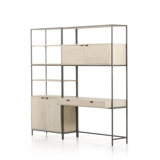 Four Hands - Fulton - Trey Modular Wall Desk With 1 Bookcase - Dove Poplar - 228709-003 veiw 1