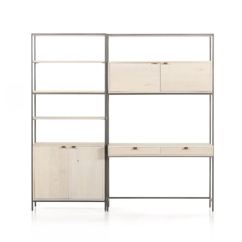 Four Hands - Fulton - Trey Modular Wall Desk With 1 Bookcase - Dove Poplar - 228709-003 veiw 2