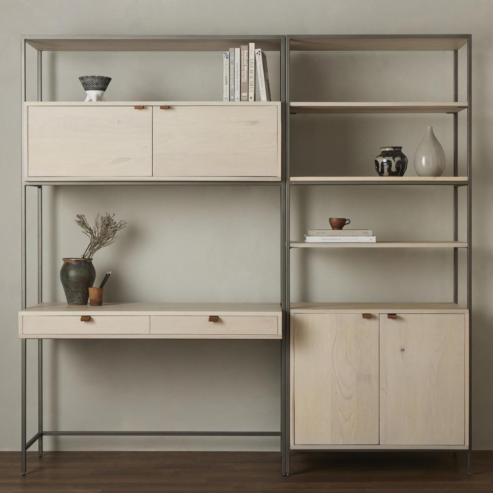 Four Hands - Fulton - Trey Modular Wall Desk With 1 Bookcase - Dove Poplar - 228709-003 veiw 4