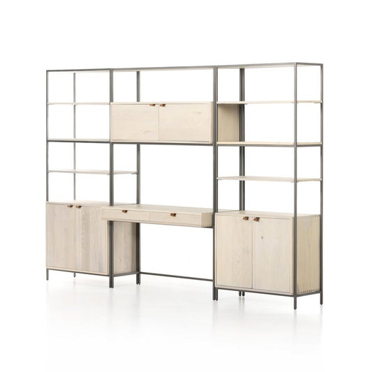 Four Hands - Fulton - Trey Modular Wall Desk With 2 Bookcases - Dove Poplar - 228708-003 veiw 1