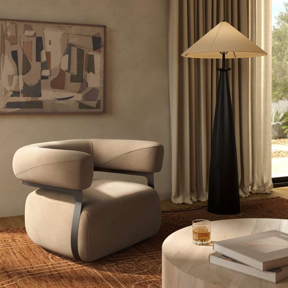 Four Hands - Gareth Swivel Chair - Nubuck Silver - 228252-006 veiw 4