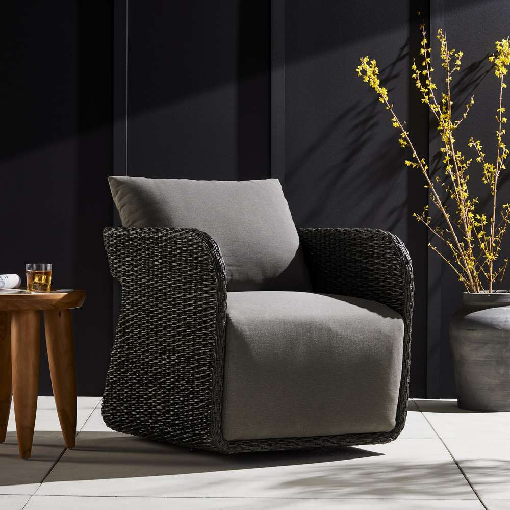 Four Hands - Garwood - Geneva Outdoor Swivel Chair-Vntg Coal - 233645-008 veiw 6