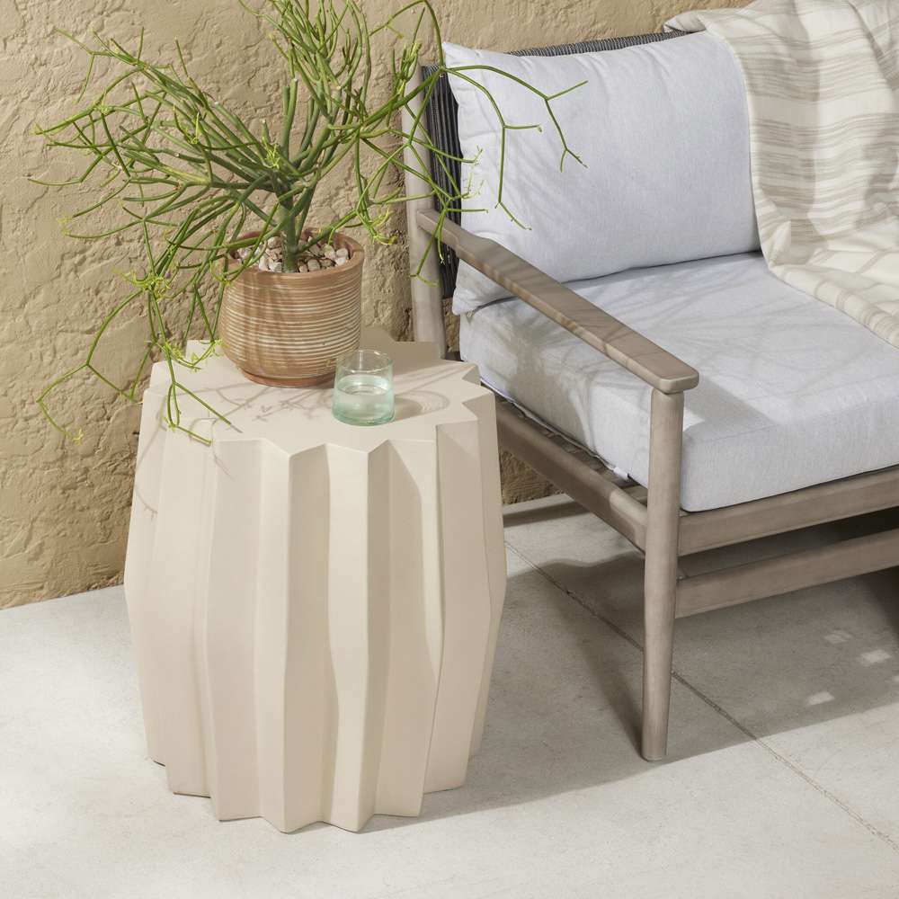 Four Hands - Gem Outdoor End Table - Parchment White - 105012-002 veiw 3