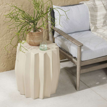 Four Hands - Gem Outdoor End Table - Parchment White - 105012-002 veiw 3
