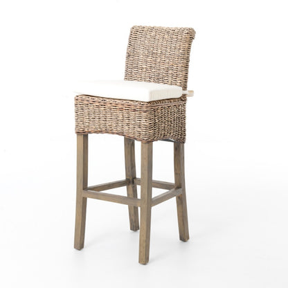 Four Hands - Banana Leaf Counter Stool with Cushion - Grey - JCHR-B1CSG-GRY veiw 1