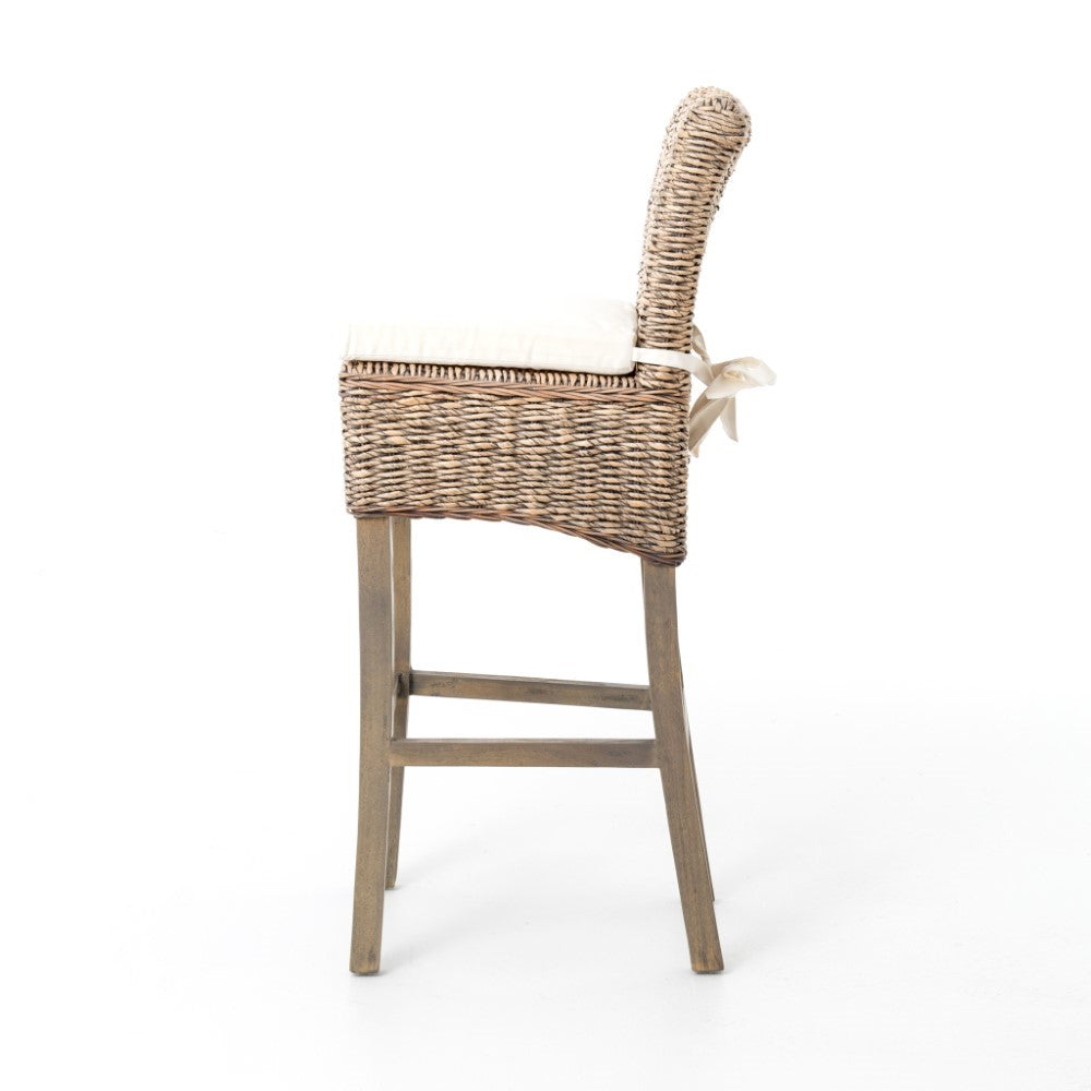 Four Hands - Banana Leaf Counter Stool with Cushion - Grey - JCHR-B1CSG-GRY veiw 7