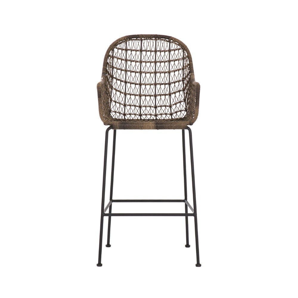 Four Hands - Bandera Outdoor Woven Bar Stool - Natural Black - JLAN-124A veiw 7