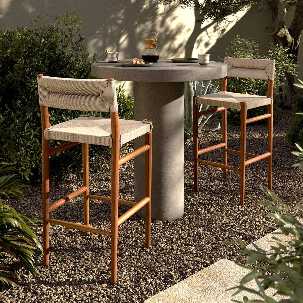 Four Hands - Grass Roots - Lomas Outdoor Stool-Natural Teak-Bar - 237996-001 veiw 6