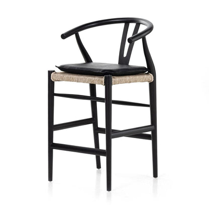 Four Hands - Grass Roots - Muestra Counter Stool - Pebble Black - 228279-003 veiw 1