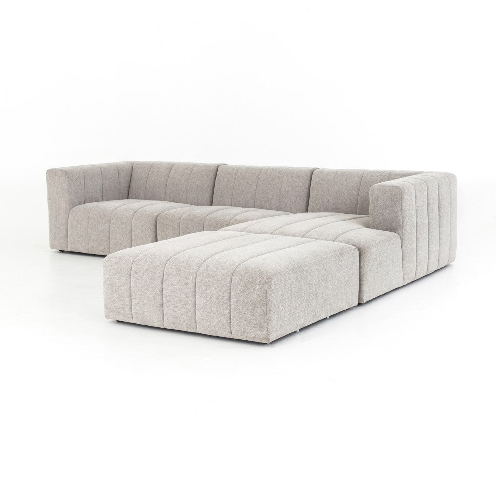 Four Hands - Langham Channelled 3 Piece Raf Sect with Ottoman - CGRY-001-320-S2 veiw 1