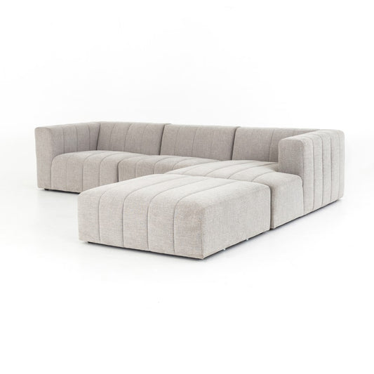 Four Hands - Langham Channelled 3 Piece Raf Sect with Ottoman - CGRY-001-320-S2 veiw 1