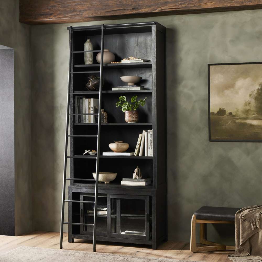 Four Hands - Haiden - Admont Bookcase And Ladder-Worn Blk - 237478-002 veiw 5