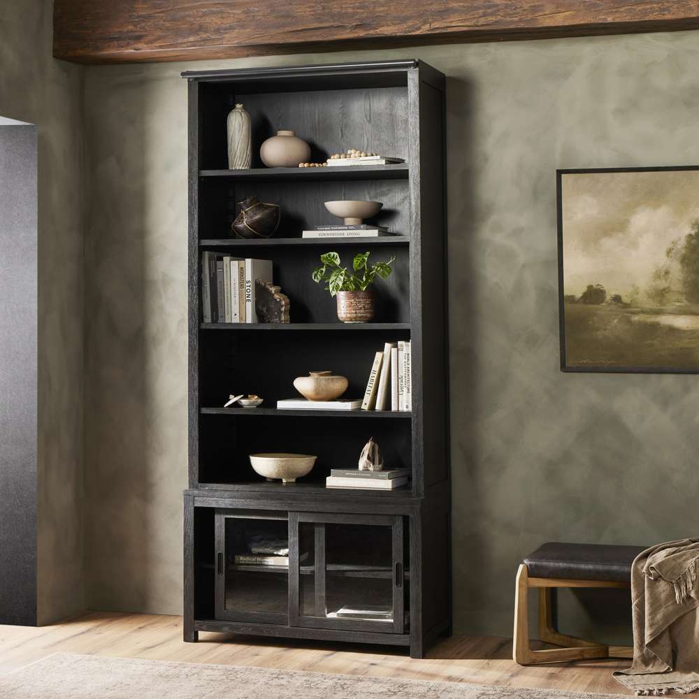 Four Hands - Haiden - Admont Bookcase-Worn Black Veneer - 241206-001 veiw 5