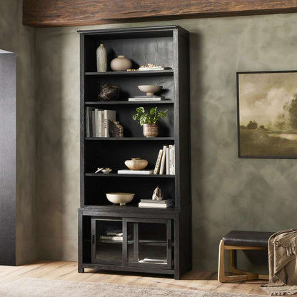 Four Hands - Haiden - Admont Bookcase-Worn Black Veneer - 241206-001 veiw 5