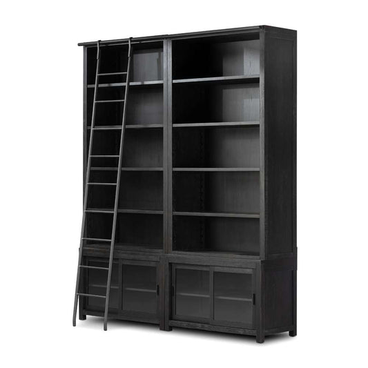 Four Hands - Haiden - Admont Double Bookcase W Ladder-Worn Blk - 240932-001 veiw 1