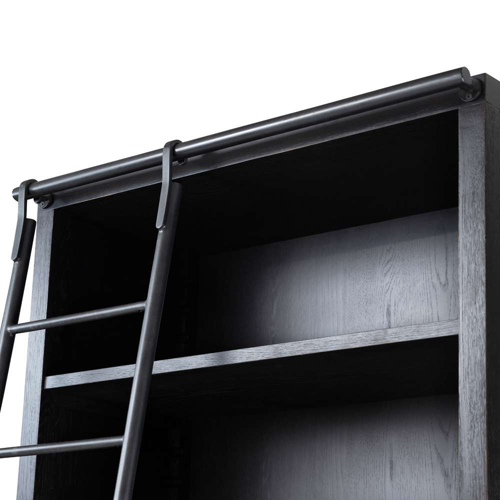 Four Hands - Haiden - Admont Double Bookcase W Ladder-Worn Blk - 240932-001 veiw 3