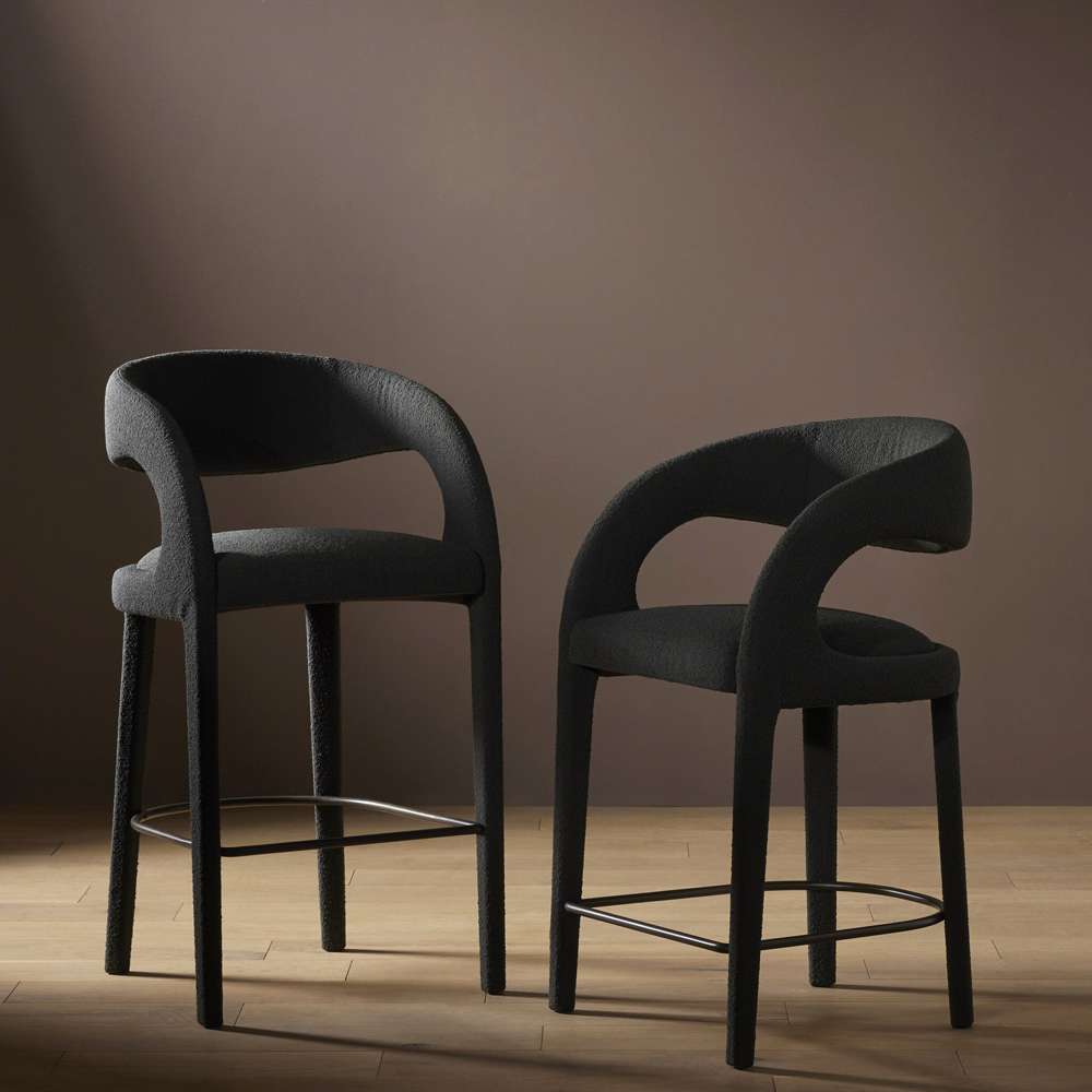 Four Hands - Hawkins Counter Stool - FIQA Boucle Charcoal - 230067-041 veiw 5