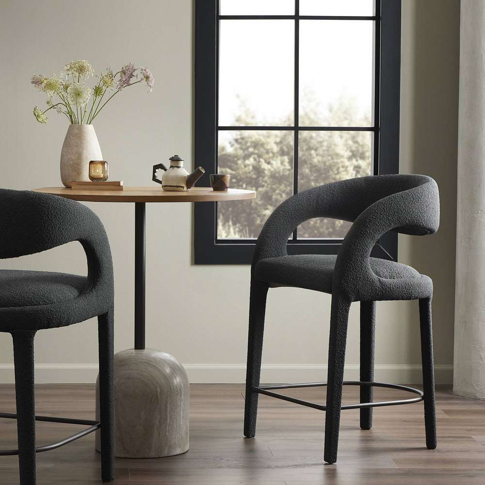 Four Hands - Hawkins Counter Stool - FIQA Boucle Charcoal - 230067-041 veiw 6
