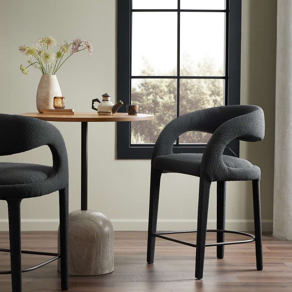 Four Hands - Hawkins Counter Stool - FIQA Boucle Charcoal - 230067-041 veiw 7