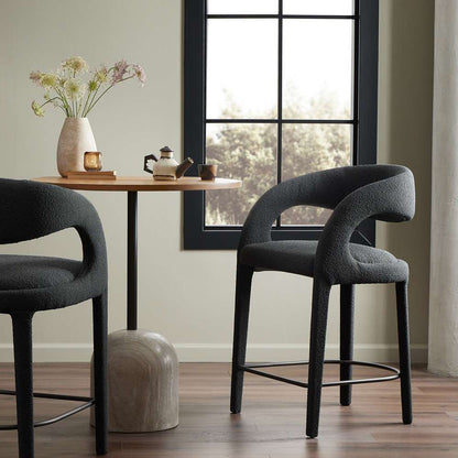 Four Hands - Hawkins Counter Stool - FIQA Boucle Charcoal - 230067-041 veiw 7