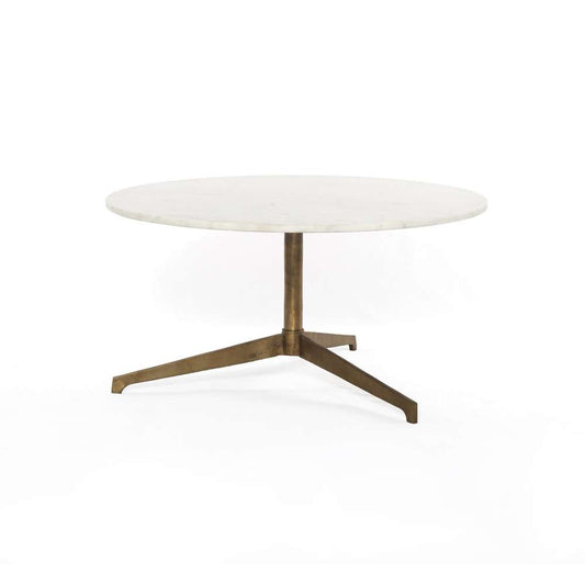 Four Hands - Helen Round Coffee Table - Polished White Marble - IMAR-241 veiw 1