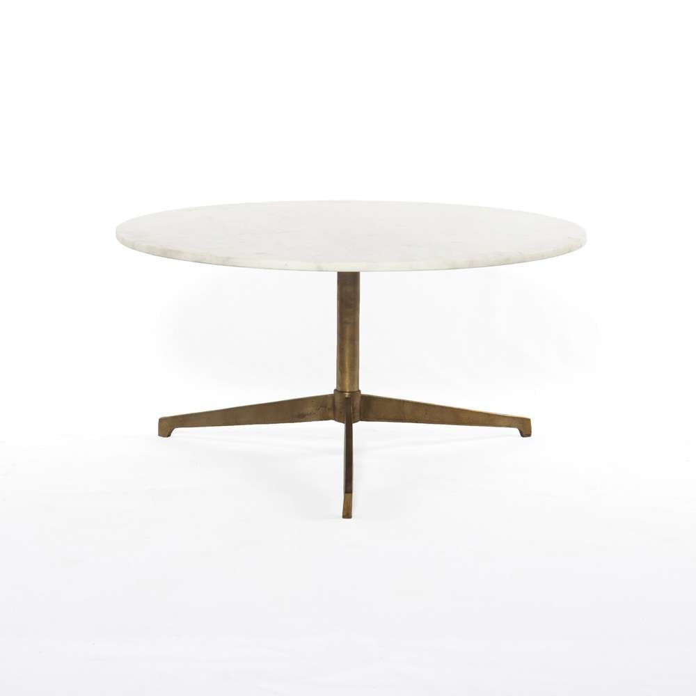 Four Hands - Helen Round Coffee Table - Polished White Marble - IMAR-241 veiw 2