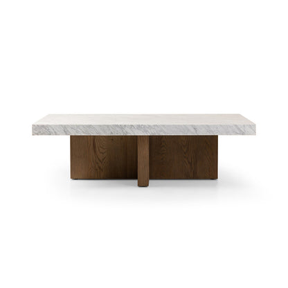 Four Hands - Hughes - Bellamy Rectangular Coffee Table - White Carrara Marble - 239443-001_CLOSEOUT view 2